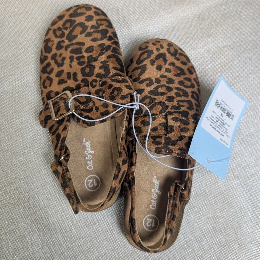 Cat & Jack Clogs Toddler 12 Brown Leopard NWT Berlin Slingback Buckle Shoes